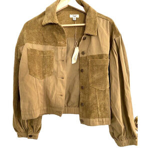 Easel - khaki / corduroy oversized jean jacket - women's size small